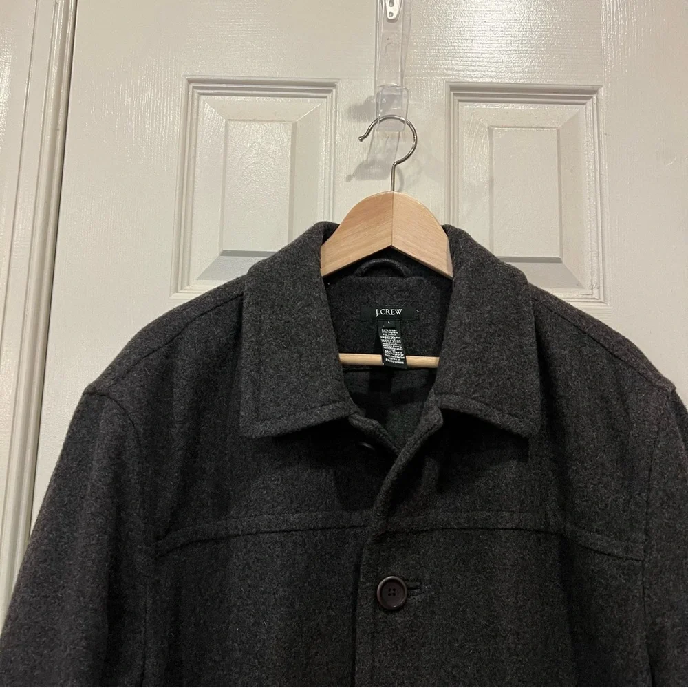 JCrew J. Crew Men’s Wool Button Front Jacket Outer Shell Pea Coat Gray Grey L